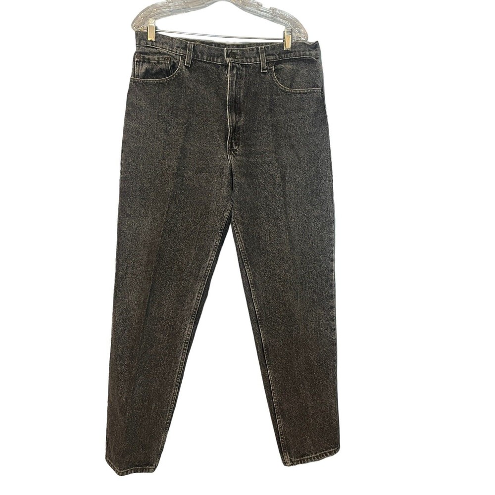 Vintage Mom Jeans High waisted Levis 550 Relaxed Fit Denim Black USA Made 36x34